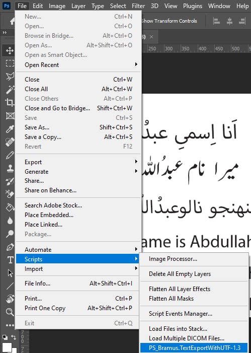 Script Navigation in Adobe Photoshop.